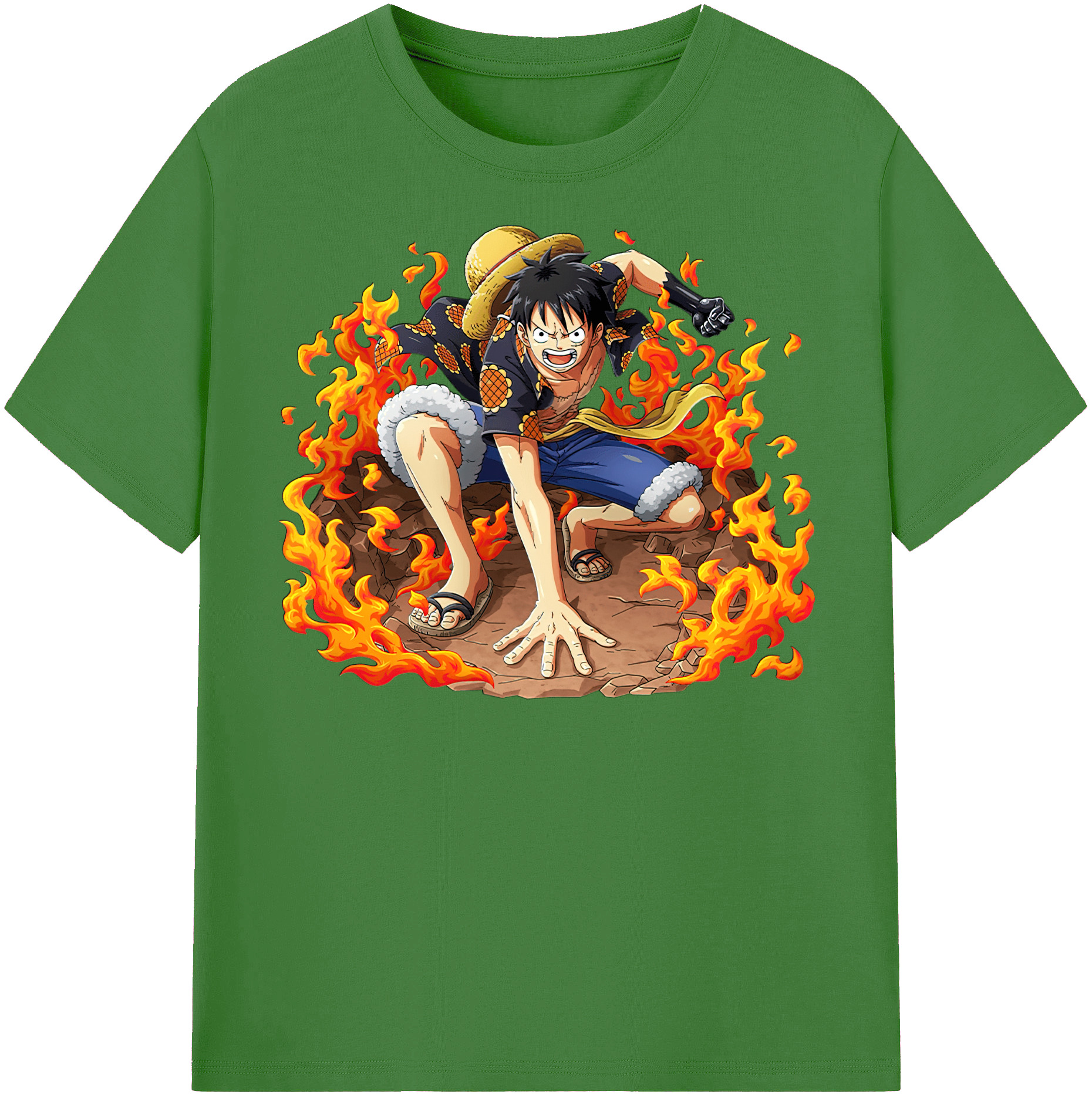 ワンピース モンキー・D・ルフィ ONE PIECE Monkey D. Luffy レディースカジュアルプリントTシャツ（綿100％）